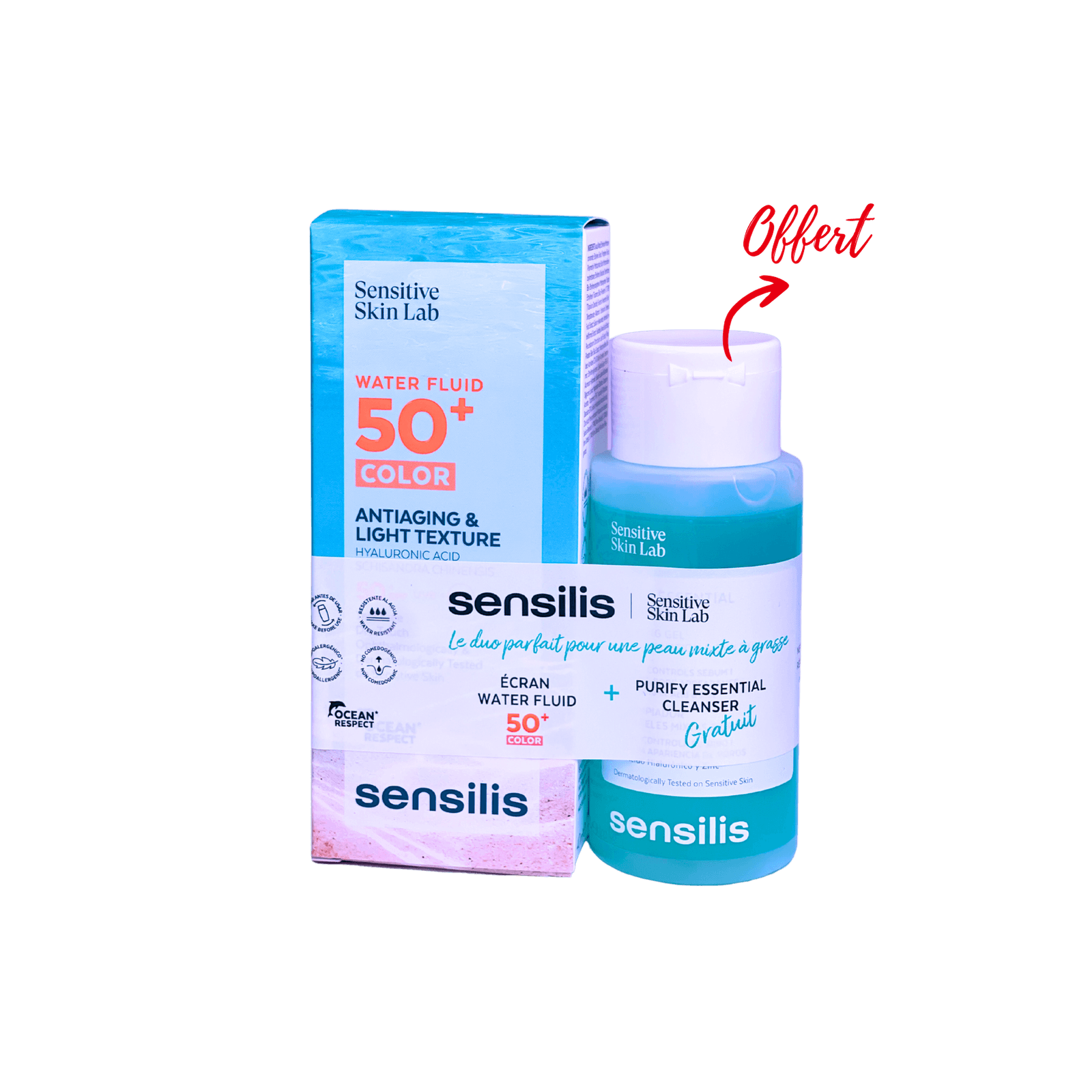 Sensilis Water Fluid 50+ Color + Purify Essential Cleanser (Offert)