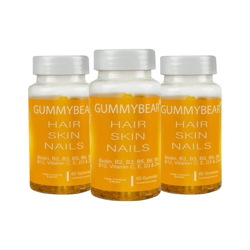 Gummy Bear Hair Skin Nails Vitamins - Pack de 3 boites