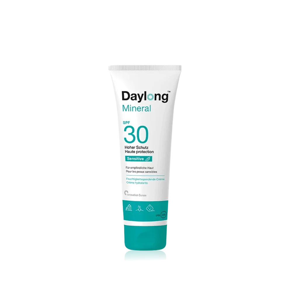 Crème solaire Daylong Mineral SPF 30 pour peaux sensibles.