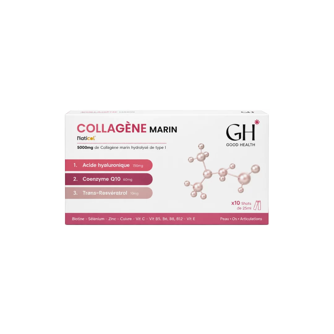 GH Collagène Marin 10 shots peptides marins Naticol pour peau, articulations et anti-âge