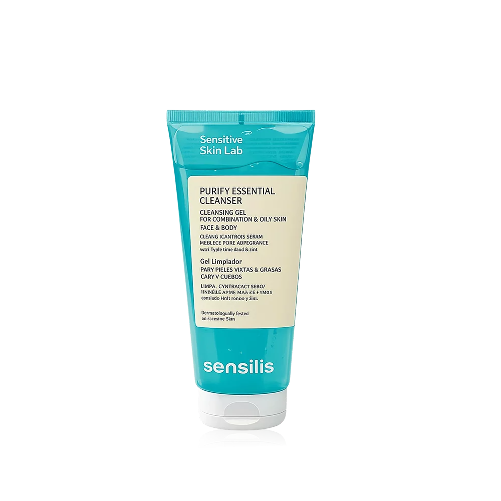 Gel nettoyant Purify Essential Cleanser Sensilis pour peaux sensibles.