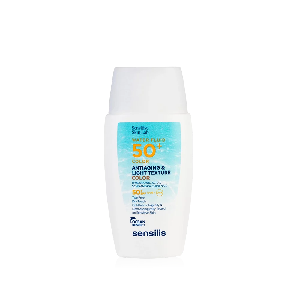 Crème solaire Sensilis Water Fluid 50+ anti-âge pour peaux sensibles.