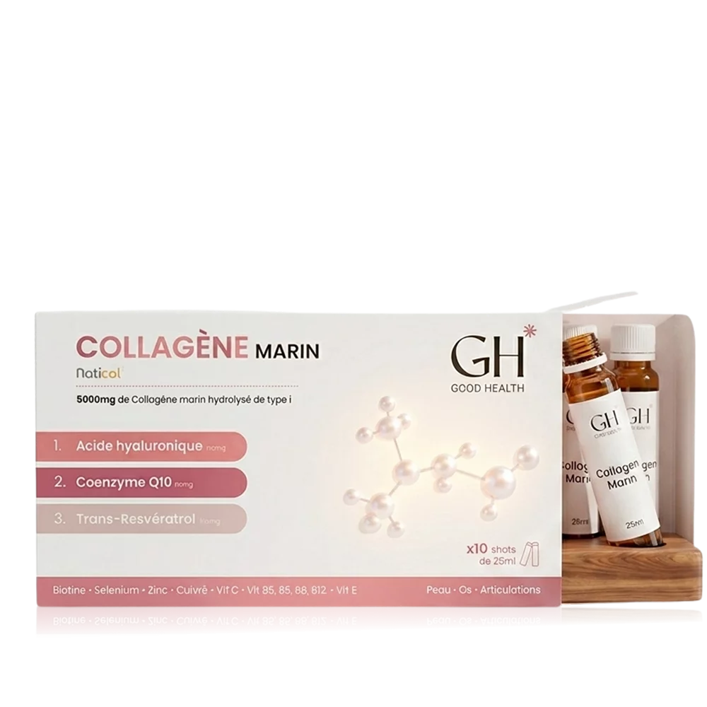 Collagène marin Naticol de Good Health, boîte de 10 shots de 25ml.