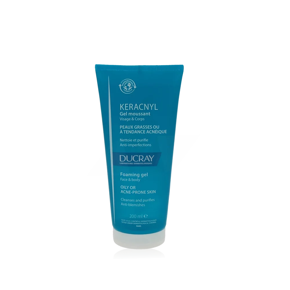 Gel moussant Keracnyl Ducray pour peaux grasses ou à tendance acnéique.