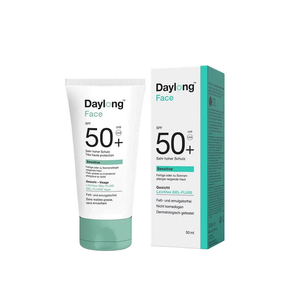Crème solaire Daylong Face SPF 50+ pour peaux sensibles.