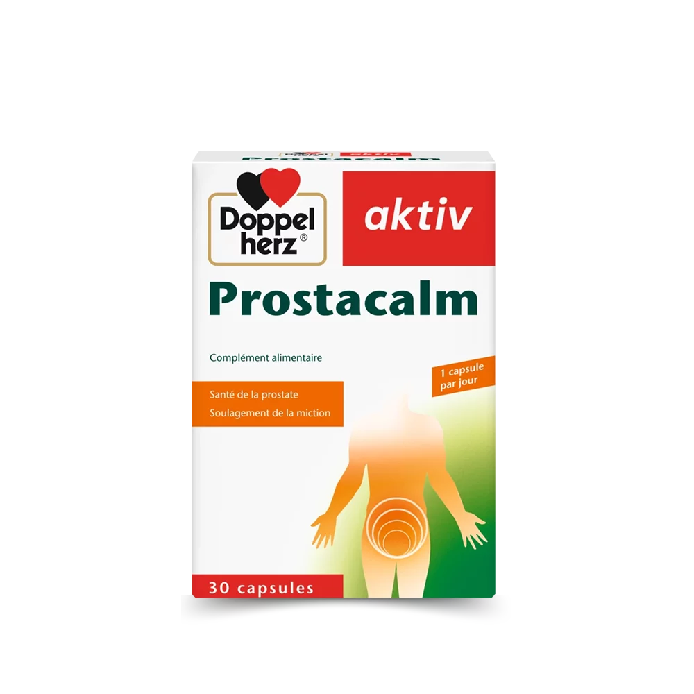 Complément alimentaire Doppelherz Prostacalm pour la santé de la prostate.