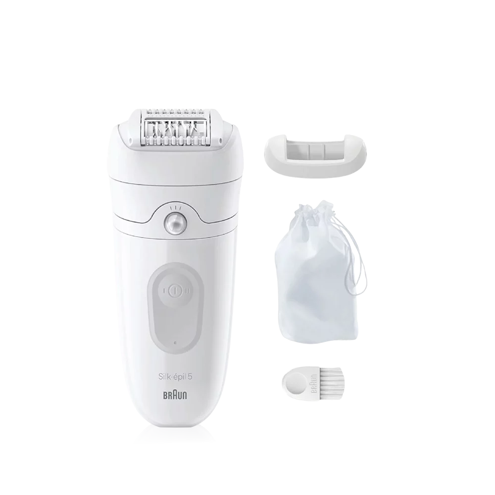 Épilateur Braun Silk-épil 5 et accessoires.