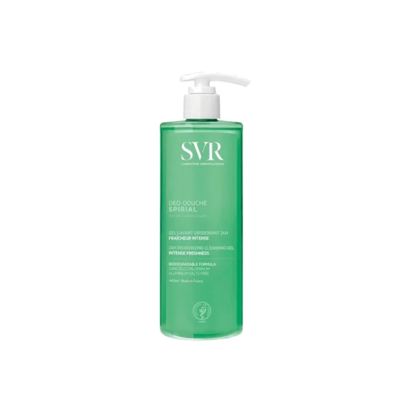 SVR Spirial Déo Douche 400ml, gel lavant déodorant 24h au complexe probiotique
