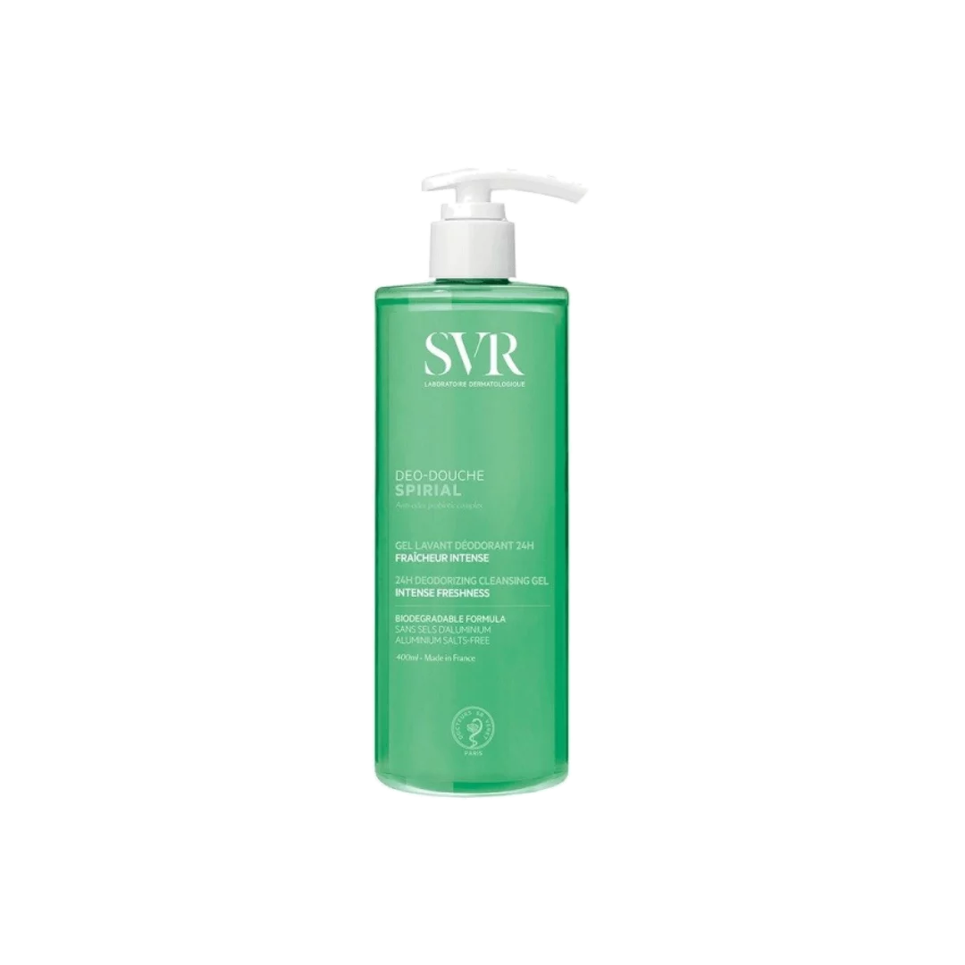 SVR Spirial Déo Douche 400ml, gel lavant déodorant 24h au complexe probiotique