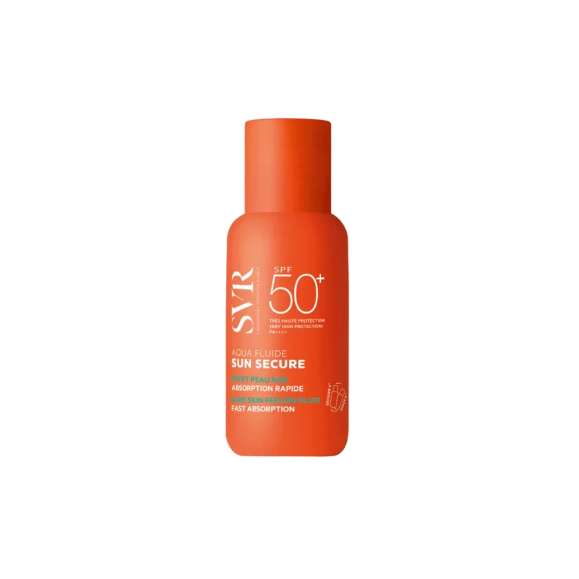 SVR Sun Secure Aqua Fluide SPF50+ 50ml, protection solaire visage invisible pour peaux sensibles