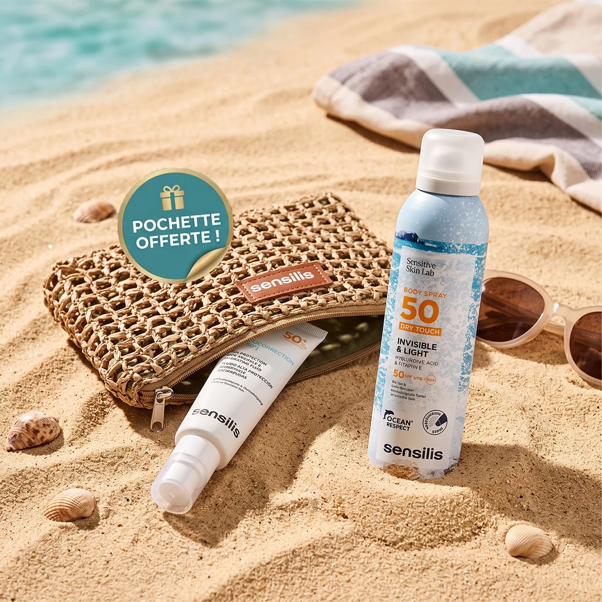 Ligne de produits Sensilis, spray et crème solaire.