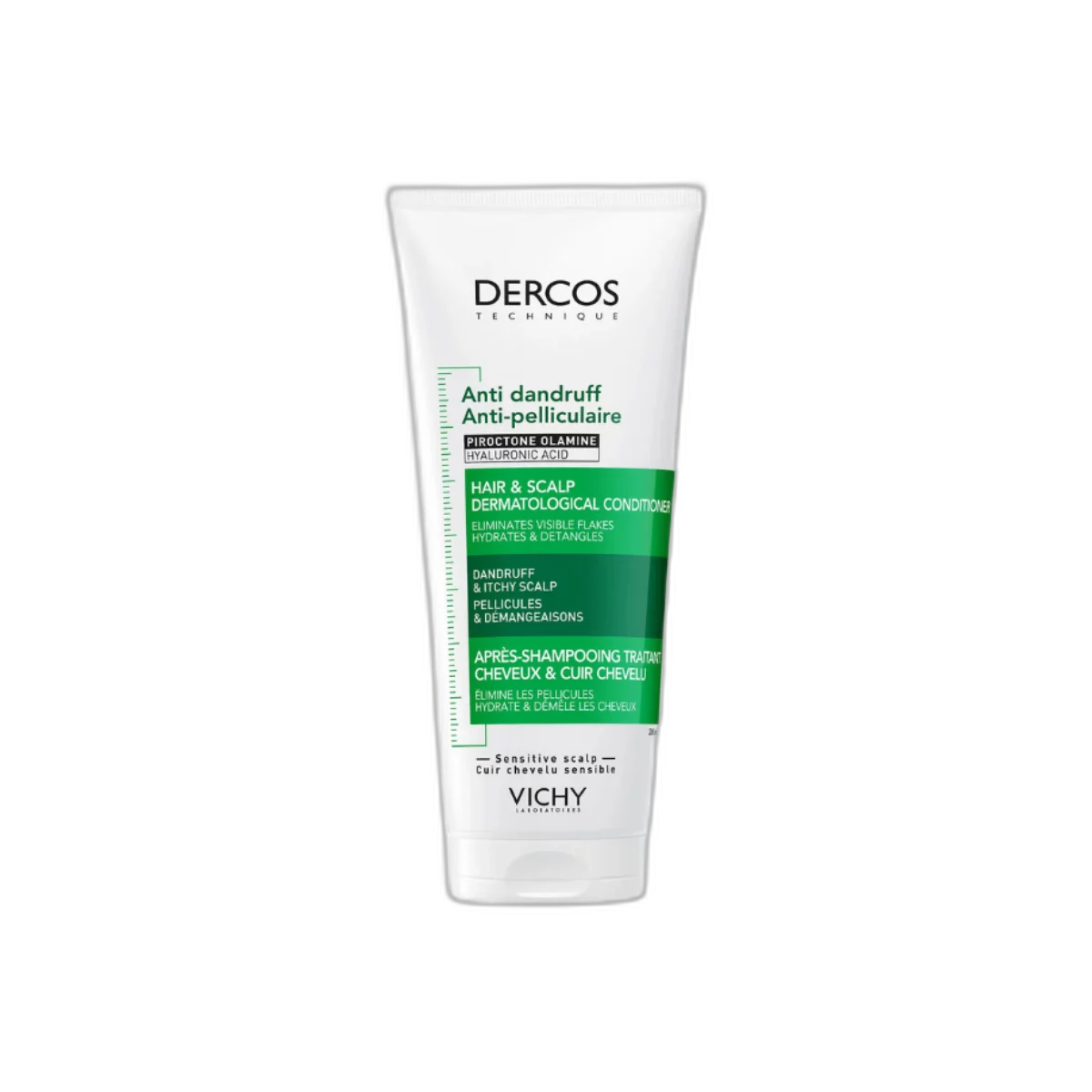 Vichy Dercos Après-Shampooing Anti-Pelliculaire 200ml, soin apaisant cuir chevelu et cheveux