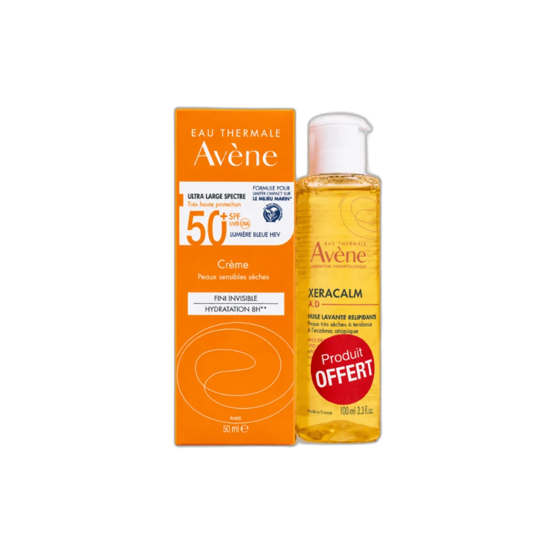 Avène Crème Solaire Invisible SPF50+ 50ml + XeraCalm Huile Lavante 100ml Offerte