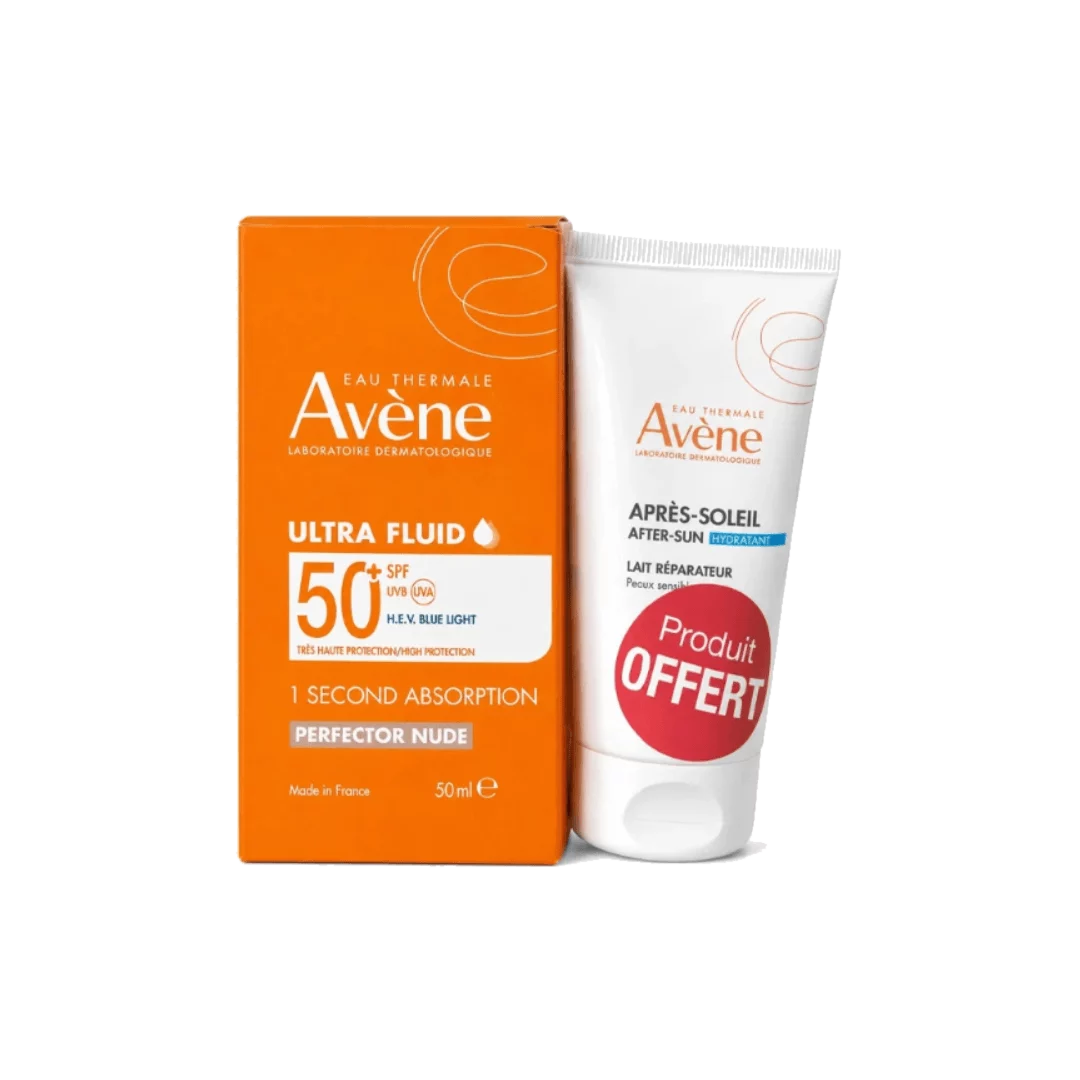 AVÈNE Ultra Fluide Perfecteur Teinté SPF 50+ 50ML + Lait Après-Soleil 50ML OFFERT
