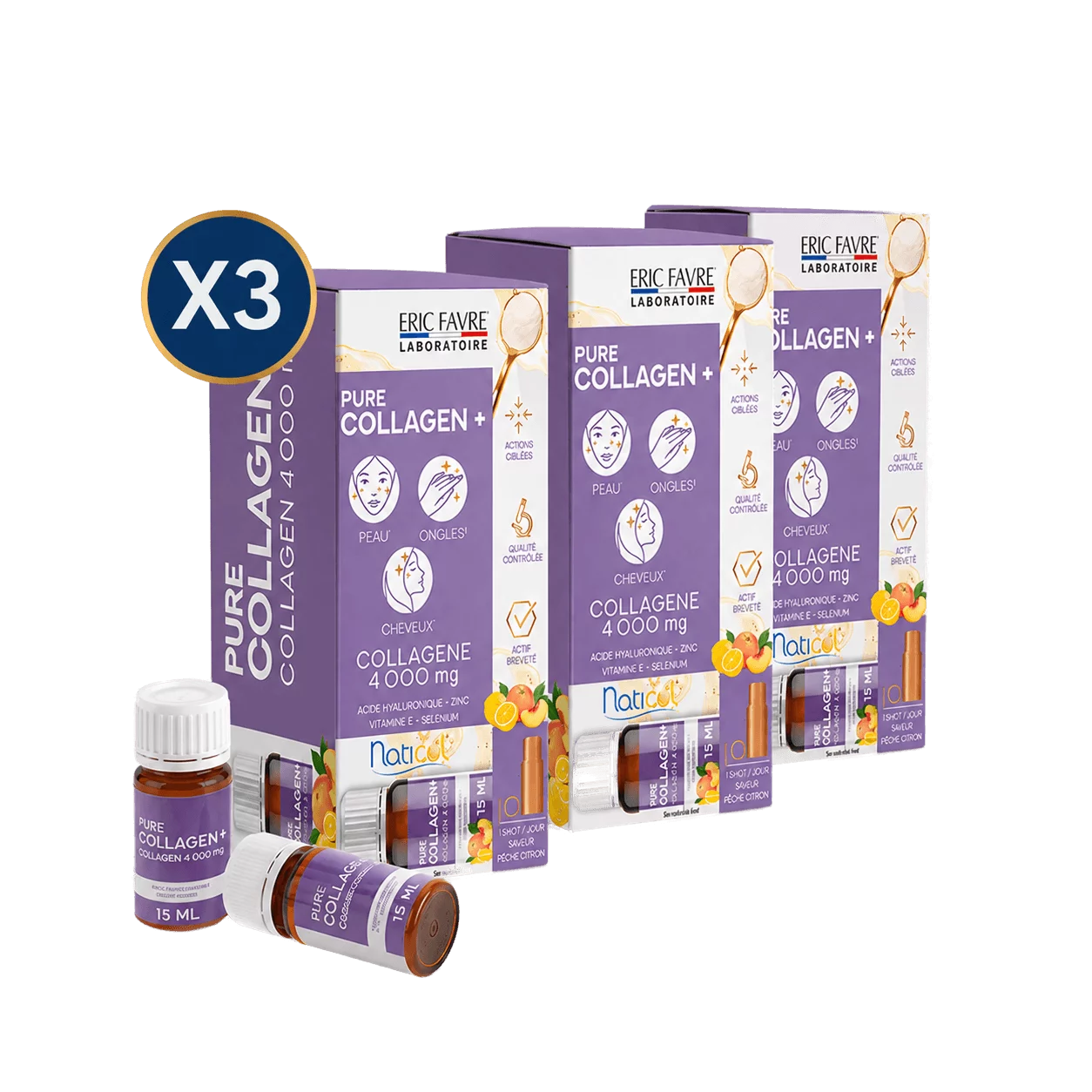 Cure Collagène 30 Jours — Pack ERIC FAVRE Pure Collagen+ x3