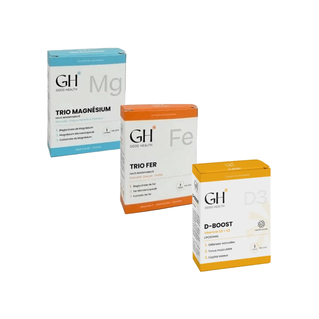 Pack GH Trio Vitamine D3, Fer et Magnésium - compléments alimentaires haute biodisponibilité pour immunité, énergie et tonus
